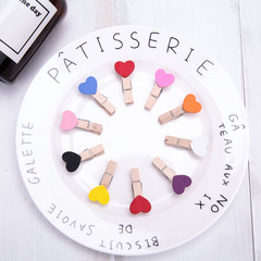 Creative Wooden Cartoon Heart-shaped Mini Photo Clip for Leaving Messages, Snacks, and Photos - Customizable Packaging