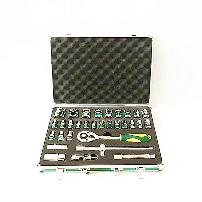 批发供应铬钒钢套筒扳手机修汽修工具箱好力特32件套筒头组合工具