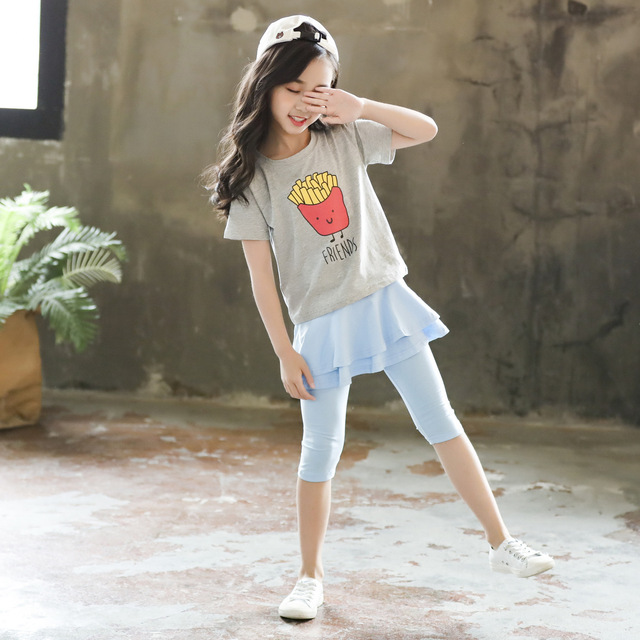 2018 phiên bản Hàn Quốc của các cô gái mùa hè cotton giản dị quần crop top màu quần trẻ em Hàn Quốc Culottes
