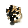 Retro ethnic black stone inlay, acrylic resin, ring, accessory, European style, ethnic style, with gem, flowered, wholesale