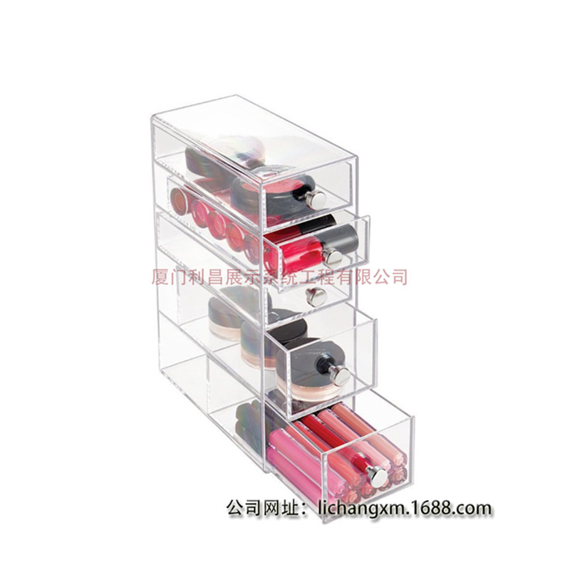 亚克力唇彩展示架 透明口红展架 桌面抽屉式彩妆收纳盒 厂家直销