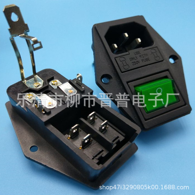 AC电源插座 AC-01A 双保险插座 三合一双保险医疗器械加长脚插座