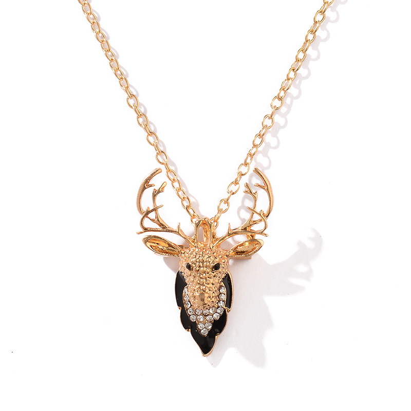 Ms. Christmas Elk Diamond Brooch Necklace Dual-use Alloy Plating Color New Jewelry Wholesale Fashion display picture 5