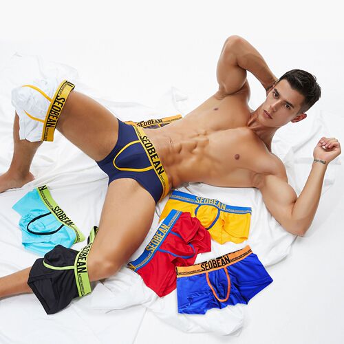 SEOBEAN new men's mesh underwear daily boxer briefs foreign trade underwear men's manufacturer one piece drop shipping