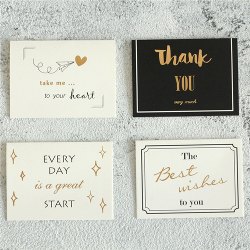 Gold foil earring accessories card birthday thank you card message blessing card envelope Christmas small double fold card greeting card