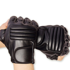 Wholesale men's PU half-finger gloves, fitness outdoor sports gloves, imitation leather tactical cycling motorcycle gloves