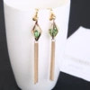 Green diamond gold -colored ear clip
