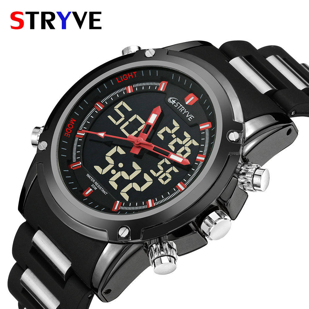 STRYVE8009 nuevo reloj deportivo de cuarzo electrónico para hombre impermeable reloj multifuncional estudiante