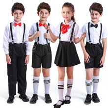 六一儿童花童礼服男童夏朗诵表演服背带裤钢琴合唱幼儿园演出服装