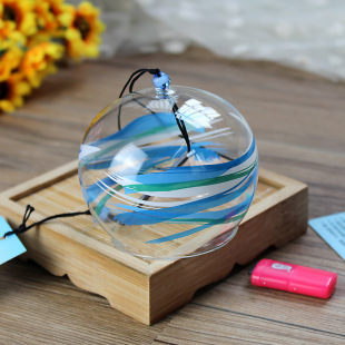 Edo Wind Bell Handmade Japanese Style and Wind Creative Wind Bell Hanging Ornaments diy Gift for Girls Graduation Gift Blue Ribbon