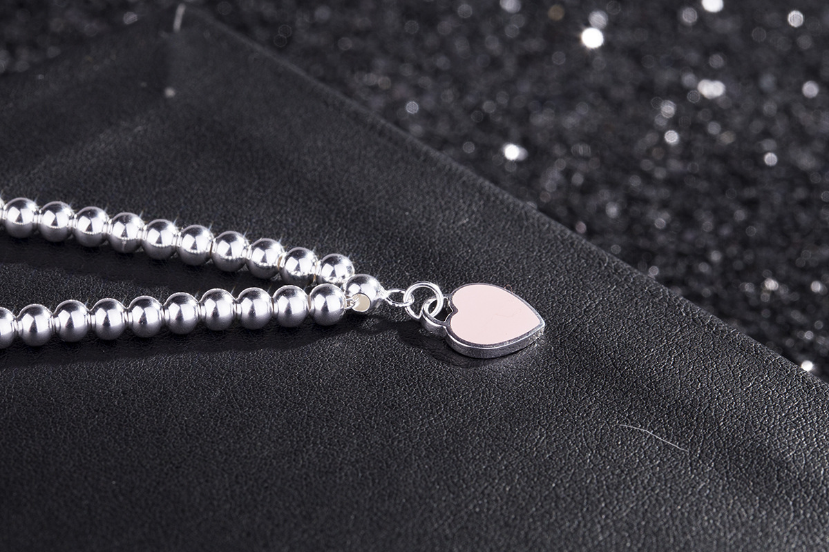 925 Sterling Silver Material Peach, Heart Shape Pattern 1 Piece 925 Sterling Silver Peach Heart Shape Bracelets