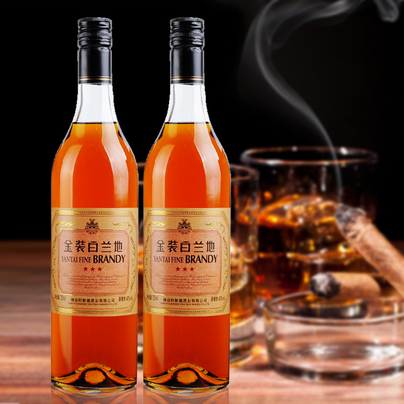 国产洋酒 烟台金装白兰地洋酒700ml 轩斯堡Brandy 烘焙调味
