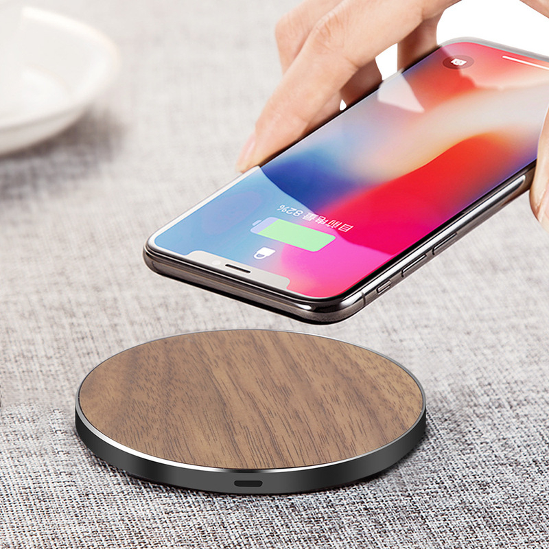 Wooden Wireless Charger 10W Fast Charging Suitable for Apple 12Pro Mobile Phone Magsafe Charging Can Be Customized with Patterns