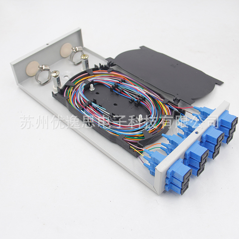 满配SC12芯光纤终端盒光缆熔接盒12芯加厚光纤配线盒含法兰尾纤