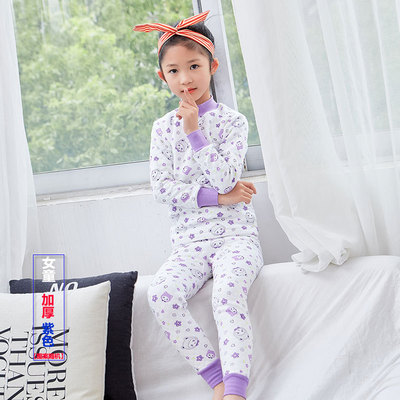 2020秋冬三层加厚夹棉儿童内衣套装中大童纯棉秋衣秋裤男女童睡衣|ms