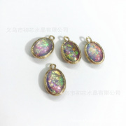 DIY饰品配件10*14mm铜包边幻彩少女风彩色欧泊宝石树脂手工材料