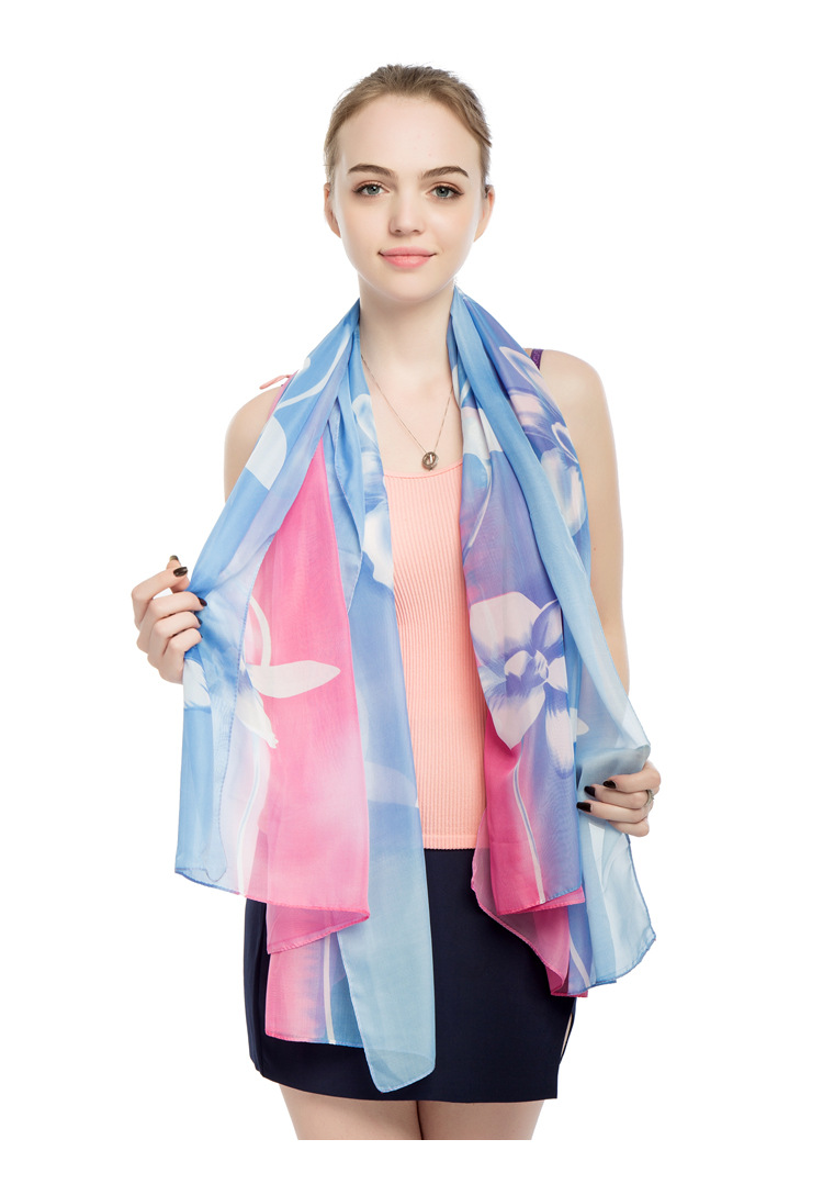 夏季防晒披肩厂家 印花雪纺丝巾 女士围巾披肩厂家
