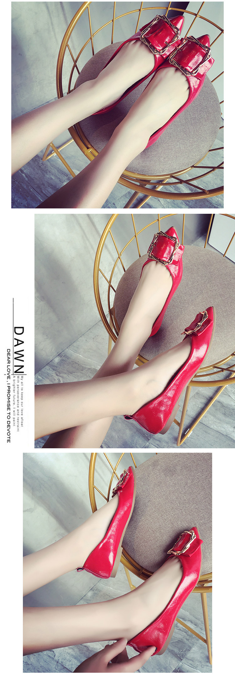 Pointed Toe Flats - Red