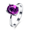 Zirconium, platinum ring with stone, fashionable accessory, European style, wholesale