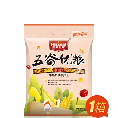 皇麦世家五谷杂粮木糖醇红枣红豆牛奶燕麦片512g免煮早餐 16袋/箱