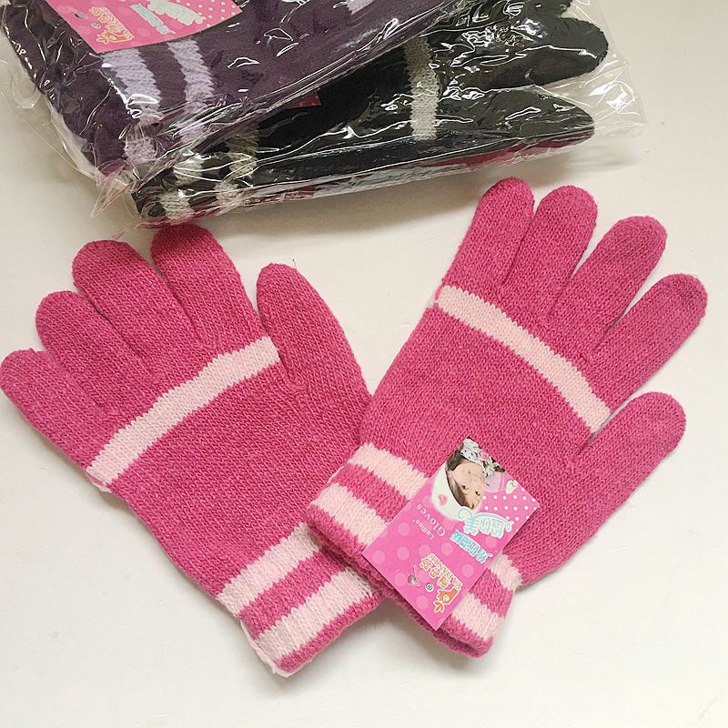 2元女士手套 全指手套 冬季 棉提花手套 保暖 两元店批发货源