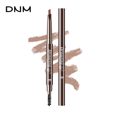 DNM five-color optional double-headed eyebrow pen with eyebrow brush triangular pen head automatic rotation waterproof sweat-proof 3D makeup across borders