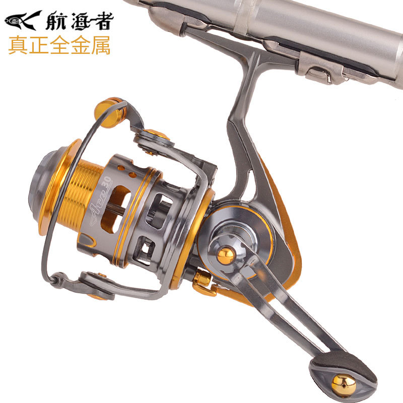 Manufactor Direct selling Navigation golden All metal Spinning Wheel Long shot round Lures round Mini Small fishing vessel wholesale