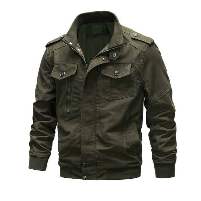Men’s Lapel cotton wash coat Multi Pocket flying jacket in spring and Autumn