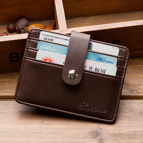 Multi-card slot bank card bag PU short men's thin business card bag buckle portable bus card holder Korean version wholesale
