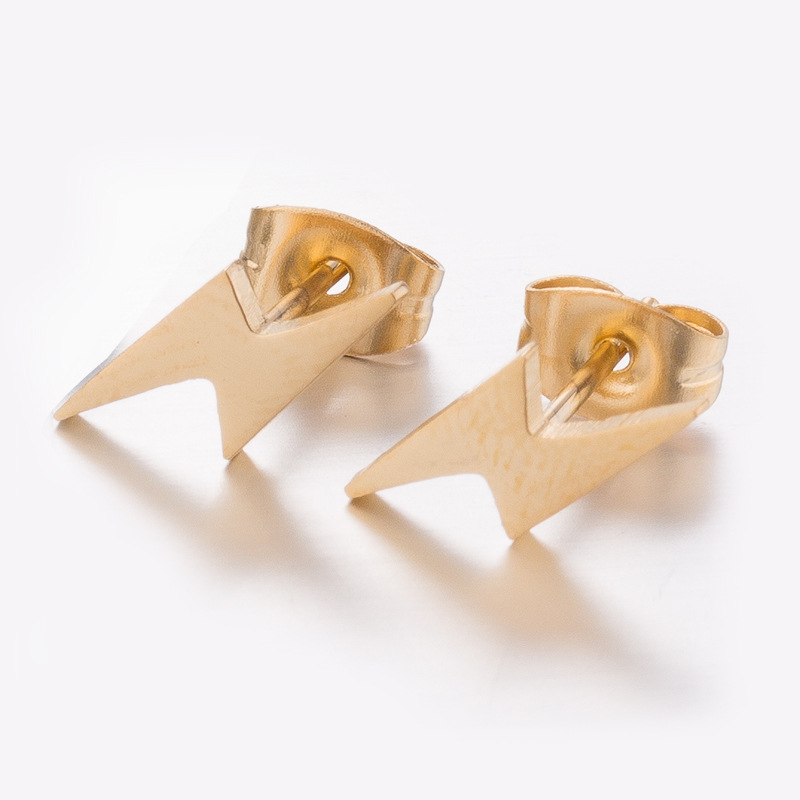 Wedding Occasion 304 Stainless Steel Material PVD Coated 18K Gold Real Gold Plated Lightning 304 Stainless Steel Fashion Waterproof Non Tarnish Ear Studs