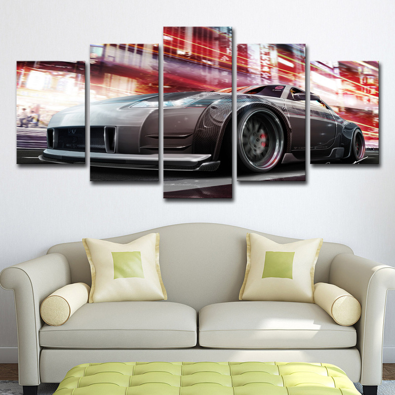 Cross border lazada Aliexpress modern Wall Art 5 panel sports car Photo home decoration living room Cross border lazada Aliexpress modern Wall Art 5 panel sports car Photo home decoration living room