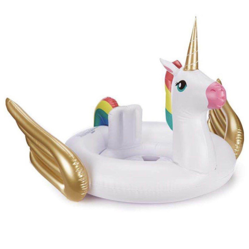 New Ins Sales Inflatable Unicorn Seat Ring Rainbow Horse Swim Ring PVC Cartoon Baby Waist Ring