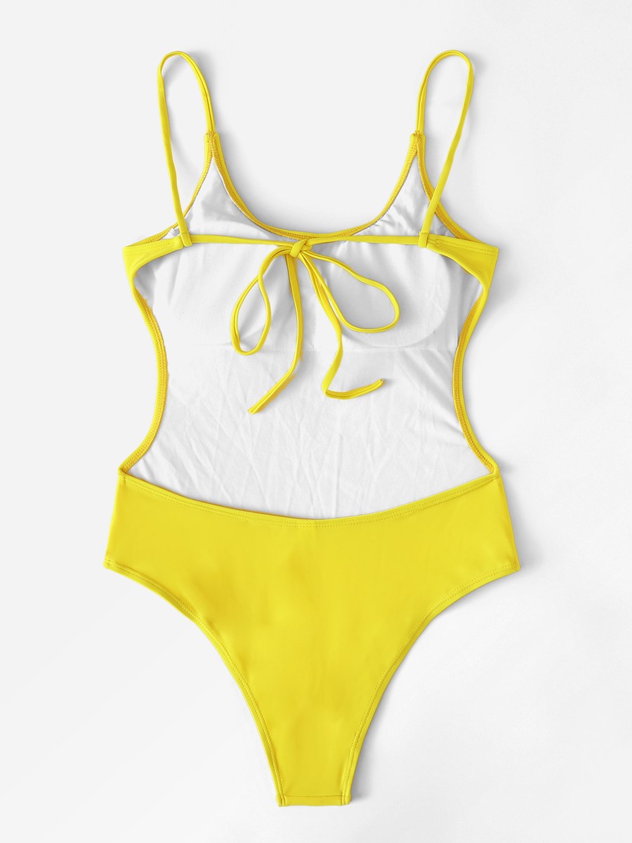 solid color strap sexy one-piece swimsuit  NSHL44033