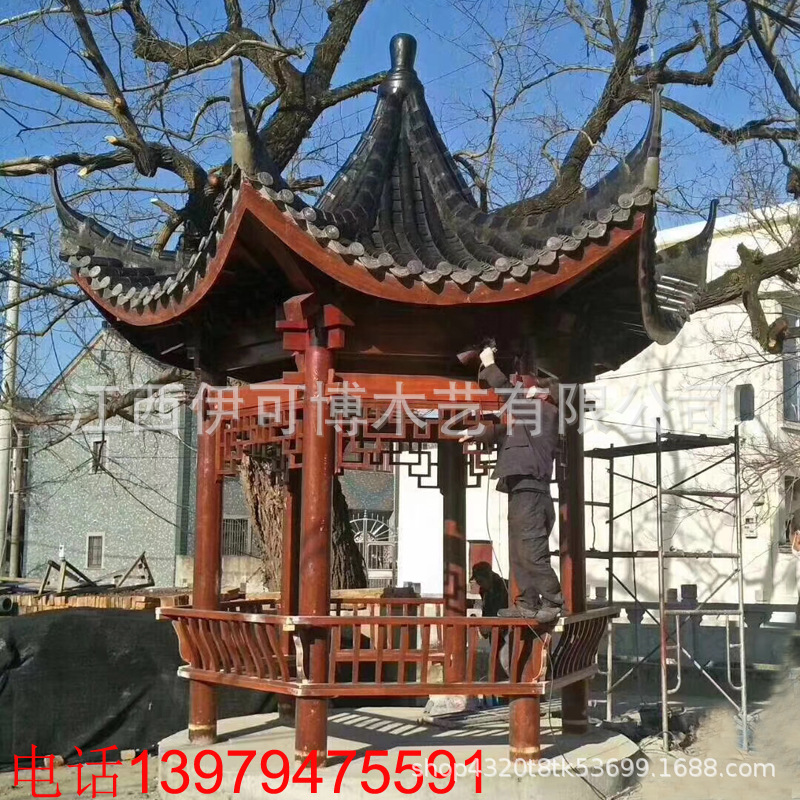 包邮六角古建凉亭防腐木亭八角户外中式亭子景观景区公园庭院农村|ms