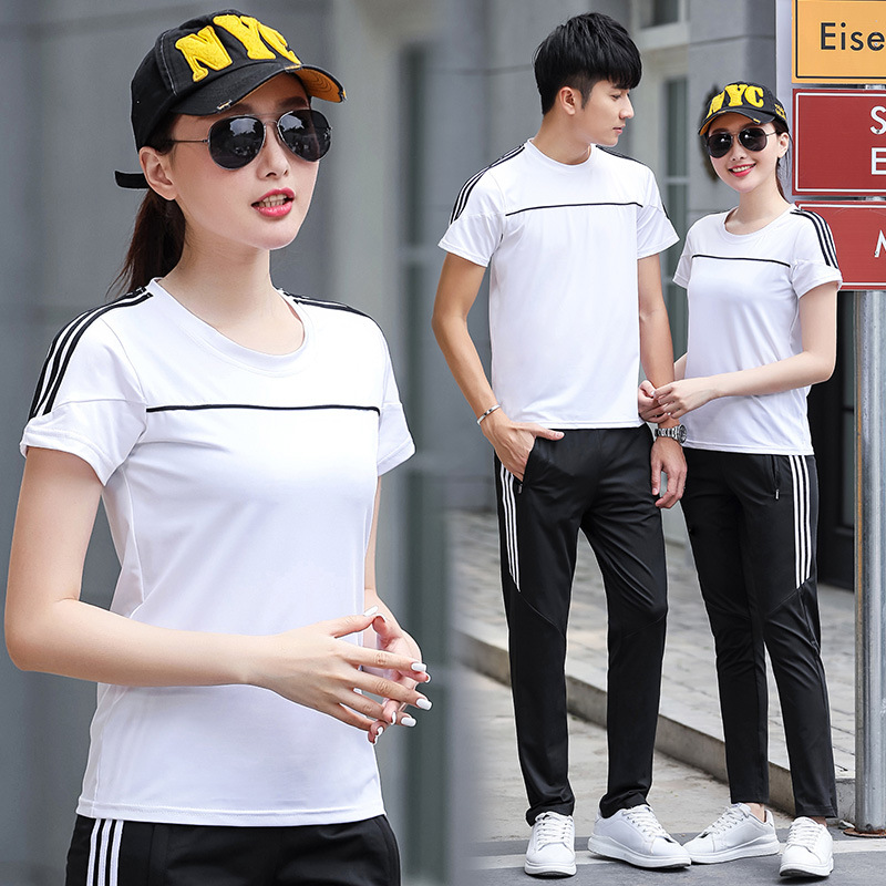 2018夏季新款情侣短袖长裤运动套装 韩版修身时尚套装|ms