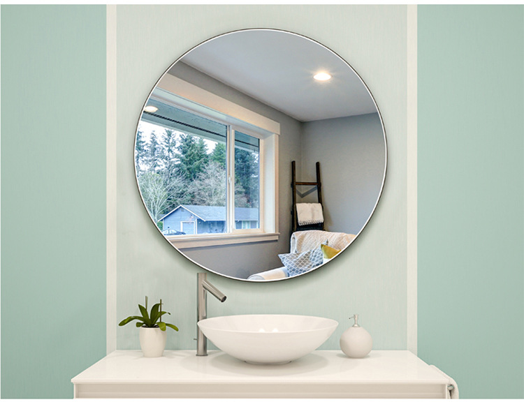Yishare-壁挂浴室镜正圆形卫生间镜子洗手间化妆镜悬挂卫