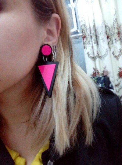1 Pair Fashion Triangle Round Arylic Patchwork Women's Drop Earrings display picture 4