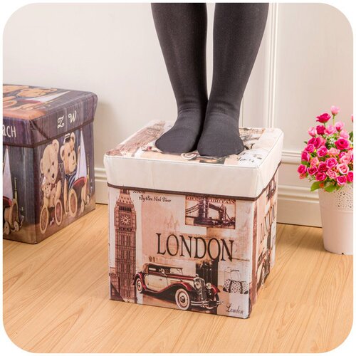 Manufacturer Direct Sale Non-woven Storage Stool, Foldable Home Storage Bench, Cartoon Storage Box, Seating Storage Shoe Storage Bench