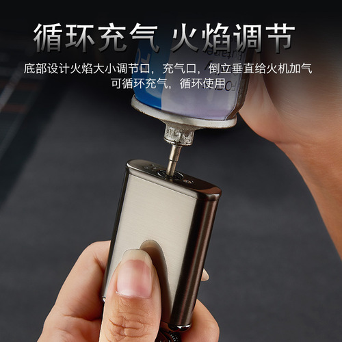 Creative windproof XF-101 inflatable personalized metal straight blue flame lighter advertising factory wholesale