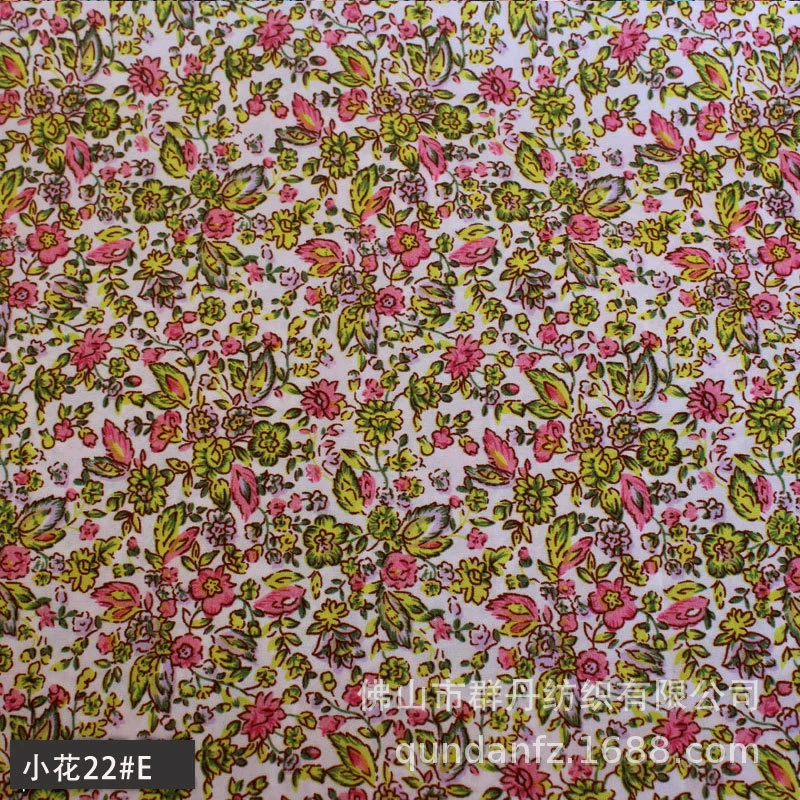 Поставки в розницу imitation cotton flat-grained small floral printing cloth polyester spring Asian spinning shoe hat clothing cloth auxiliary material fabric