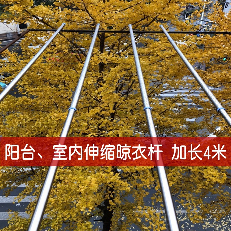 沛晴伸缩晾衣杆2/3米4米内外单杆式阳台凉衣杆固定式不锈钢晒衣杆|ms