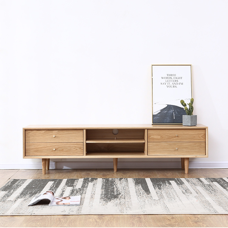 北欧实木云端电视柜现代地柜简约白橡木视听柜组合小户型客厅家具|ru