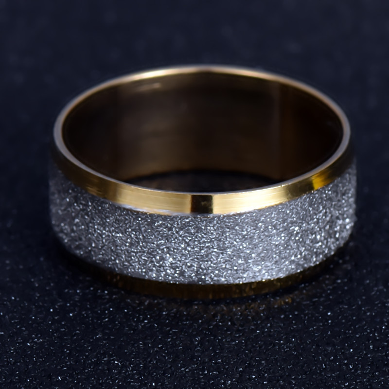 New Titanium Steel Stainless Steel Golden Frosted Ring Ring Nihaojewelry Wholesale display picture 2