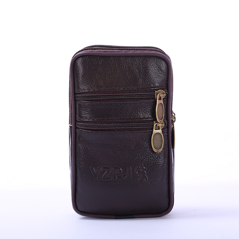Manufacturers Wholesale Wear Belt New Business Mobile Phone Bag Male Multi-Functional Cowhide Vertical Waist Pack Change Key Wholesale details Picture