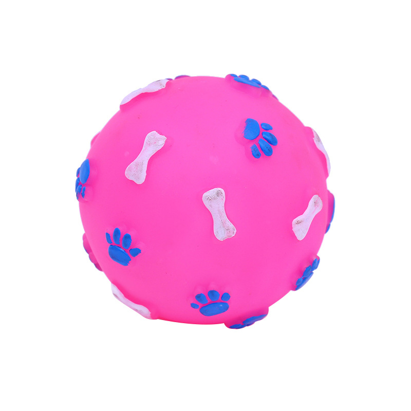 Perro de juguete vinilo huellas de hueso bola mascota juguete de sonido molar limpieza dental juguete para Mascotas Fábrica al por mayor