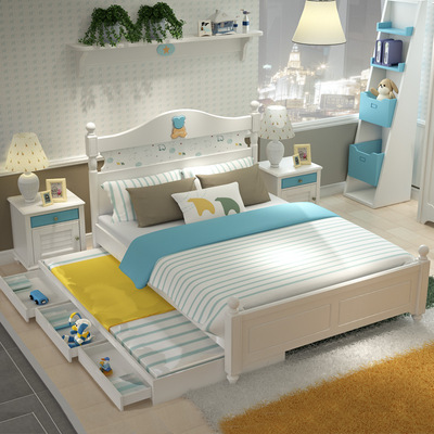 Black Cat Children bed girl boy girl Princess Bed combination High box bed Child Single 1.5 rice 1.2 M Tuochuang