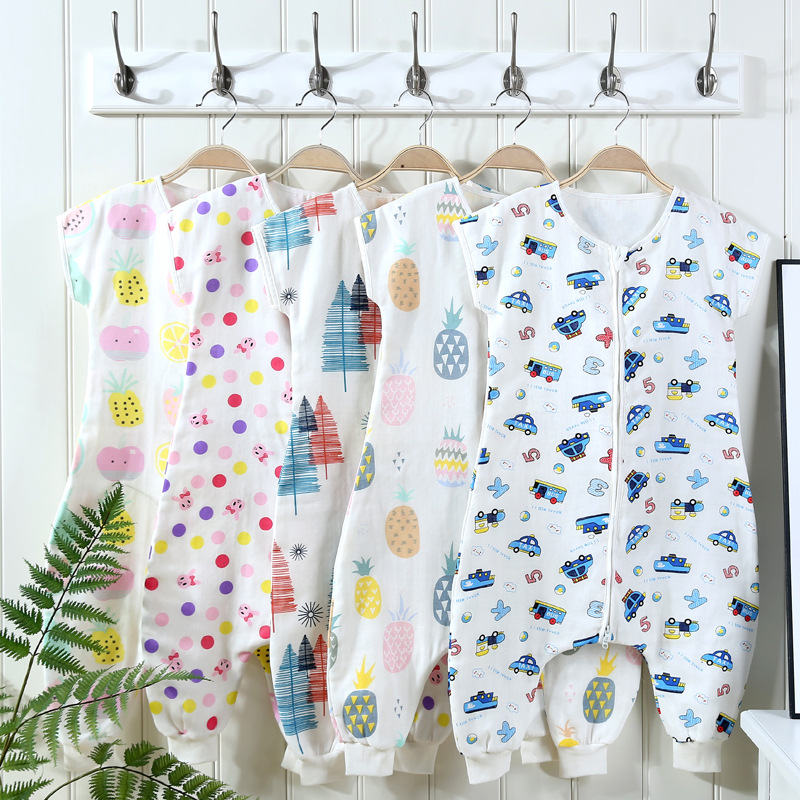 宝宝夏季纱布睡袋 印花纱布夏季分腿睡袋 婴幼儿防踢防着凉睡袋|ms