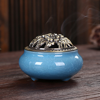 Binglie Kiln transformation Incense burner Celadon ceramics Buddha Supplies To fake something antique alloy Incense Sandalwood Vaporizer wholesale
