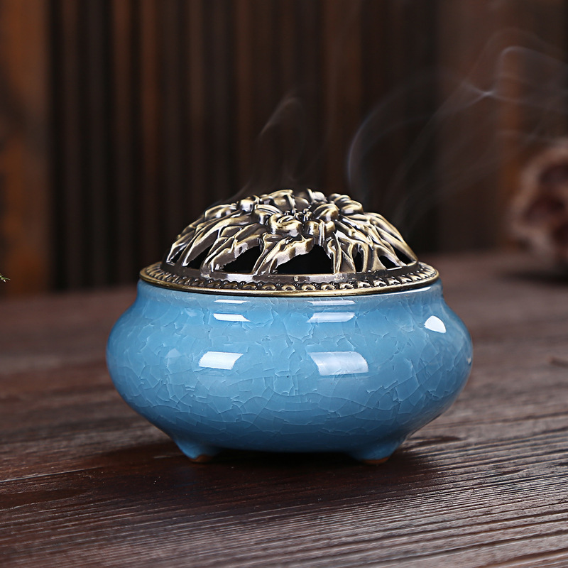 Binglie Kiln transformation Incense burner Celadon ceramics Buddha Supplies To fake something antique alloy Incense Sandalwood Vaporizer wholesale