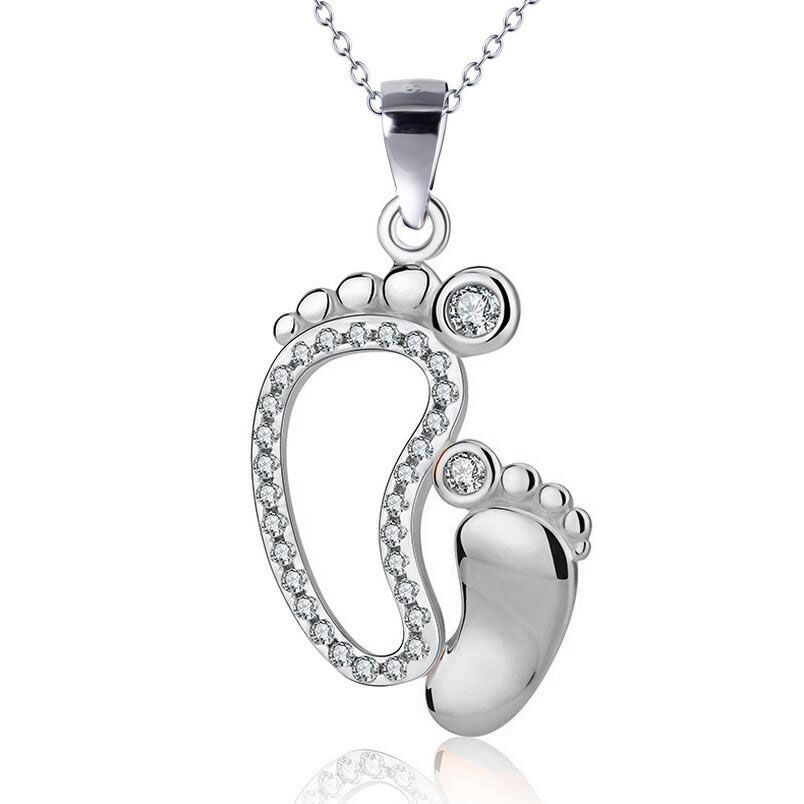 New Fashion Big Feet And Small Feet Pendants Mother&#39;s Day Family Necklace Wholesale display picture 4